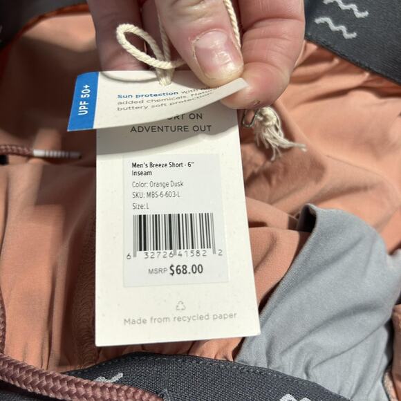 Free Fly Shorts Mens Large Orange Dusk Breeze 6 Inseam UPF 50 Quick Dry Stretch - Picture 8 of 9